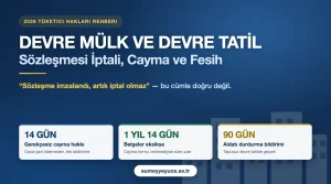 Devre mülk ve devre tatil sözleşmesi iptali: 14 günlük cayma hakkı, belgeler eksikse 1 yıl 14 gün kuralı ve 90 günlük aidat bildirimi