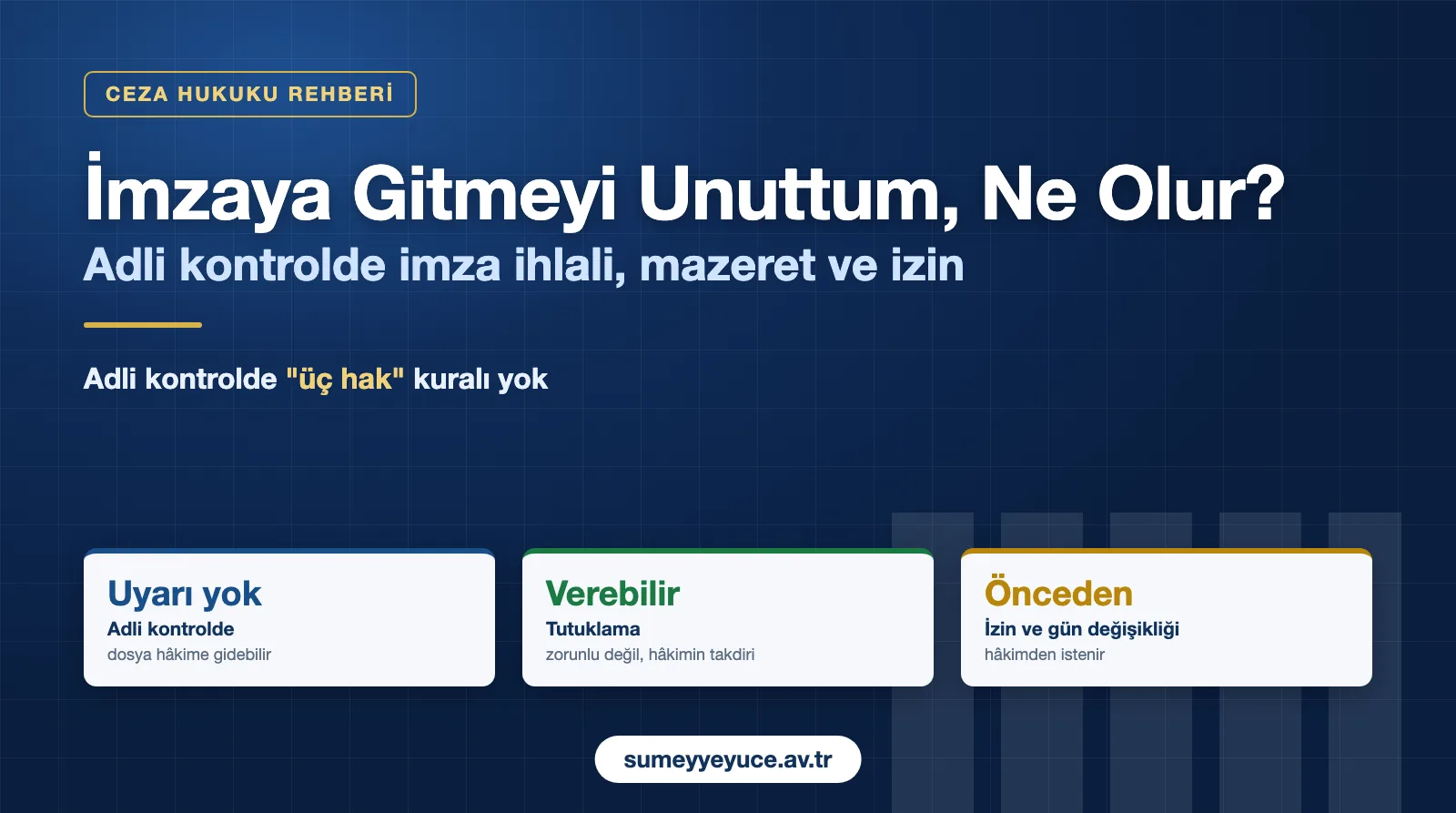 Adli kontrolde imzaya gitmeyi unutmak: imza ihlali, mazeret bildirimi ve imzadan izin talebi